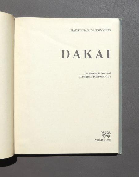 Dakai - H. Daikovičius, knyga 1