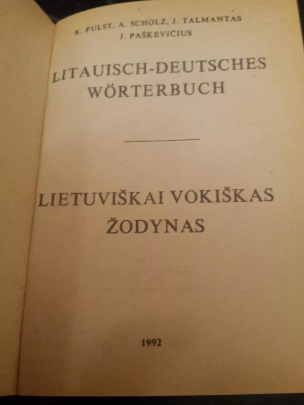 Lietuviškai vokiškas žodynas - K. irkiti Fulst, knyga 3