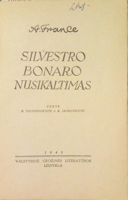 Silvestro Bonaro nusikaltimas - Anatolis Fransas, knyga 5