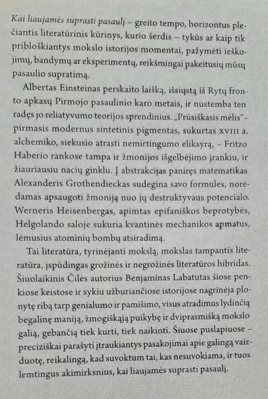 Kai liaujamės suprasti pasaulį - Benjamín Labatut, knyga 2