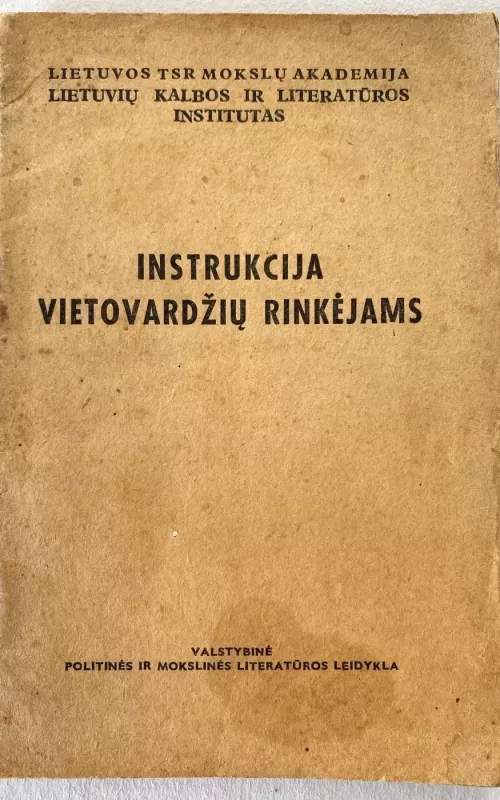 Instrukcija vietovardžių rinkėjams - Autorių Kolektyvas, knyga 2