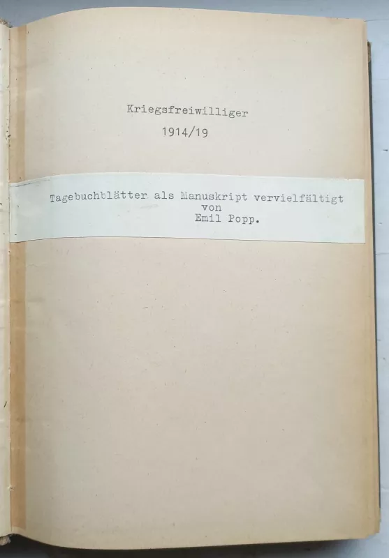 Kriegsfreiwilliger 1914/1919 - Emil Popp, knyga 3