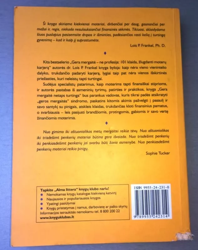 Gera mergaitė netaps turtinga - Lois P. Frankel, knyga 4