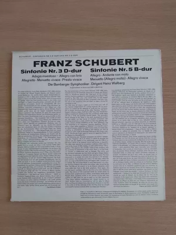 Schubert*, Heinz Wallberg, Bamberger Symphoniker - Sinfonie Nr. 3 D-dur / Sinfonie Nr. 5 B-dur - Schubert*, Heinz Wallberg, Bamberger Symphoniker, plokštelė 3