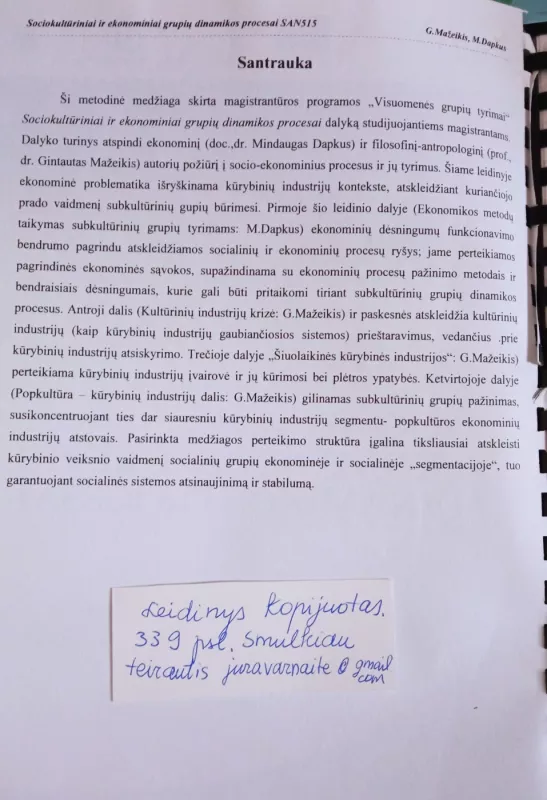 Socialiniai ekonominiai grupių dinamikos procesai - Autorių Kolektyvas, knyga 4