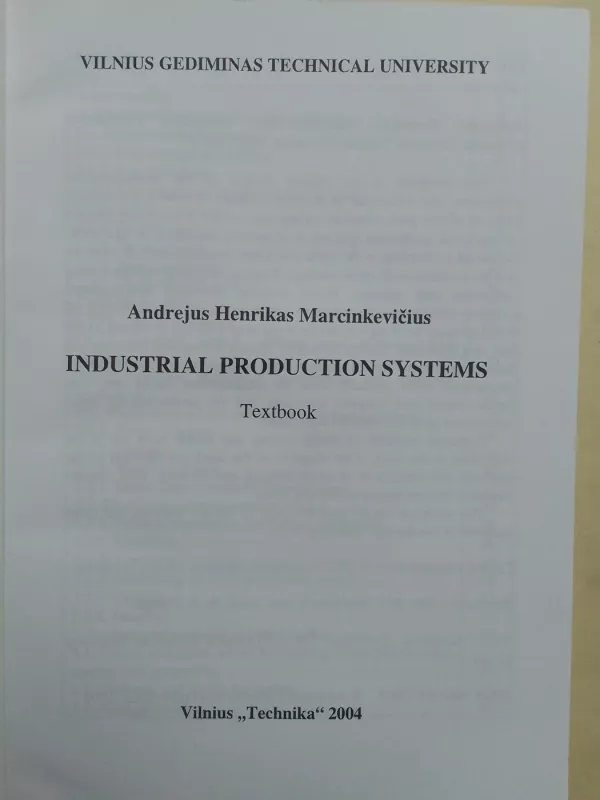 Industrial production systems - Andrejus Henrikas Marcinkevičius, knyga 3