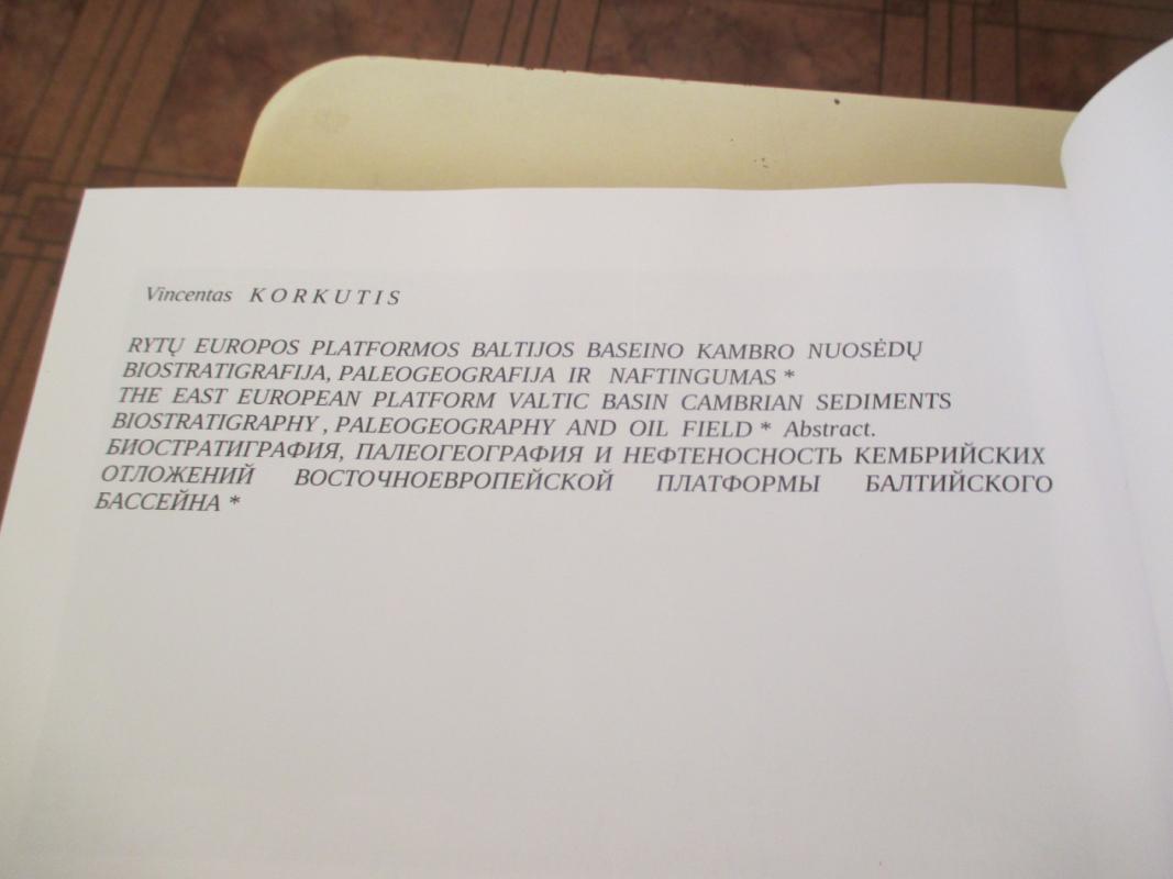 Rytų Europos platformos Baltijos baseino kambro nuosėdų biostratigrafija, paleogeografija ir naftingumas - Vincentas Korkutis, knyga 6