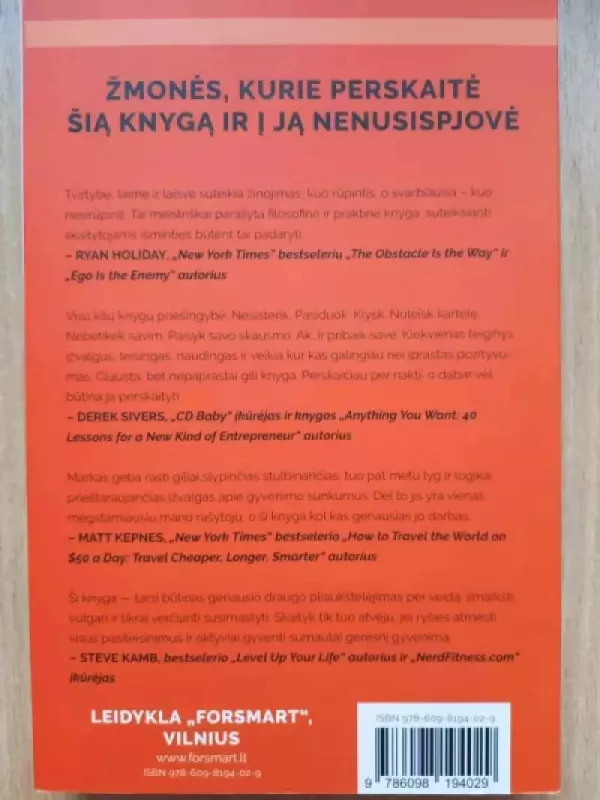 Subtilus menas nekrušti sau (ir kitiems) proto - Mark Manson, knyga 3