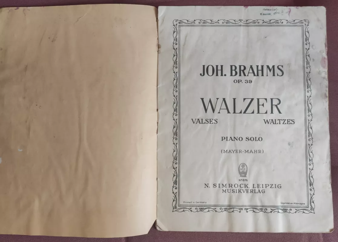 Walzer. Piano solo - Johannes Brahms, knyga 3