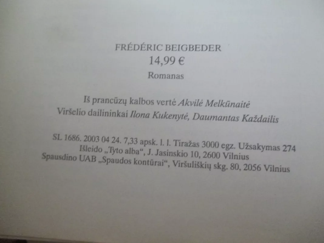 14.99 € - Frederic Beigbeder, knyga 5