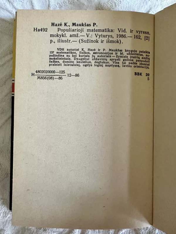 Populiarioji matematika - K. Hazė, P.  Maukšas, knyga 6