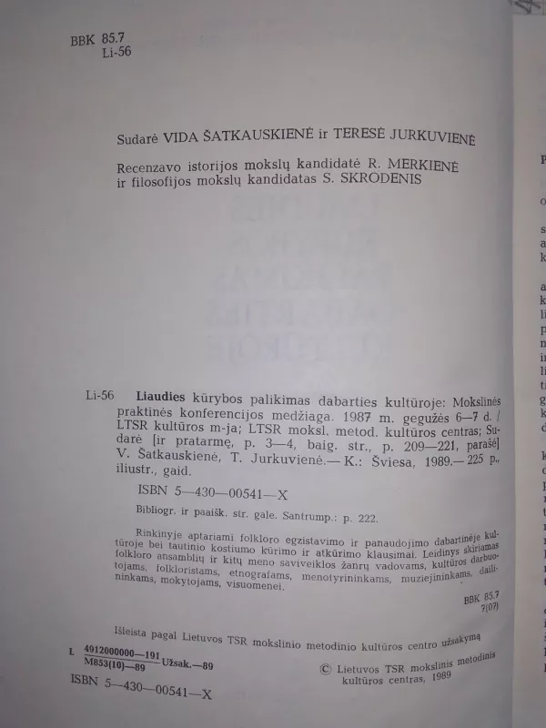 Liaudies kūrybos palikimas dabarties kultūroje - Autorių Kolektyvas, knyga 3