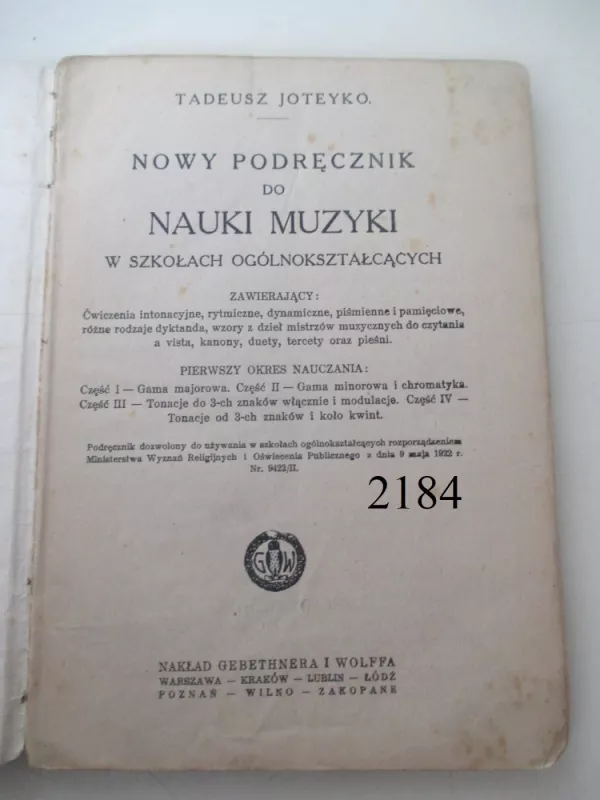 Nowy podrecznik do nauki muzyki - Tadeusz Joteyko, knyga 2