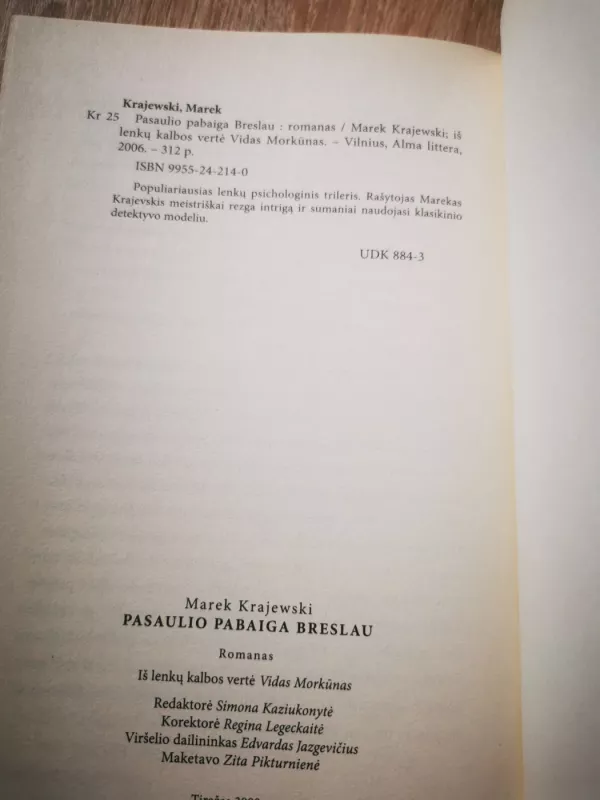 Pasaulio pabaiga Breslau - Marek Krajewski, knyga 3