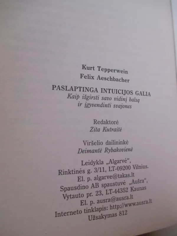 Paslaptinga intuicijos galia - Kurt Tepperwein, knyga 5