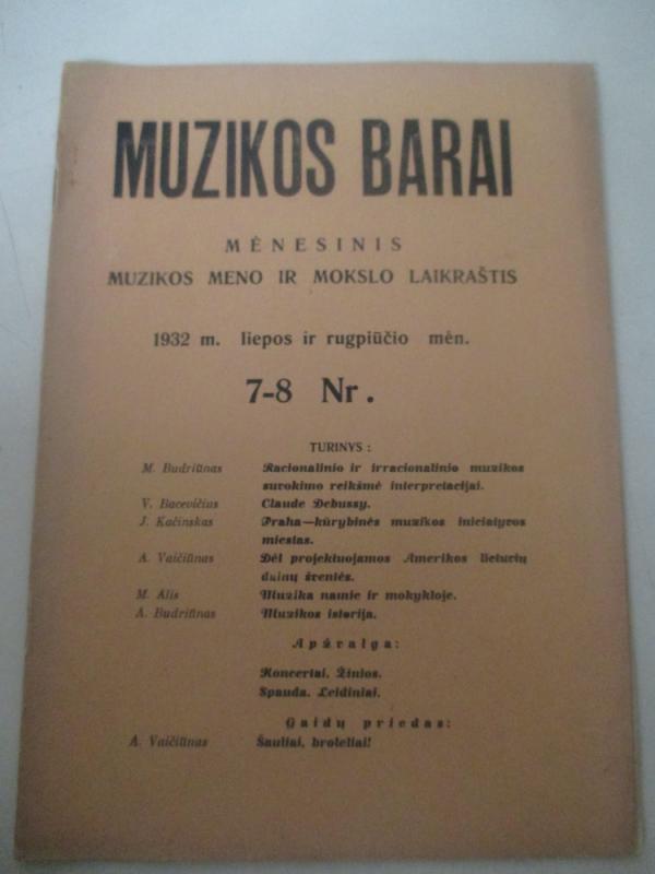 Muzikos barai, 1932 m., Nr. 7 - 8 - Autorių kolektyas, knyga 3