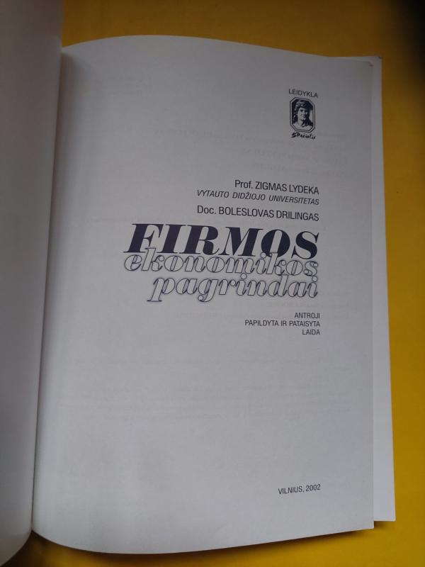 Firmos ekonomikos pagrindai - Z. Lydeka, B.  Drilingas, knyga 3