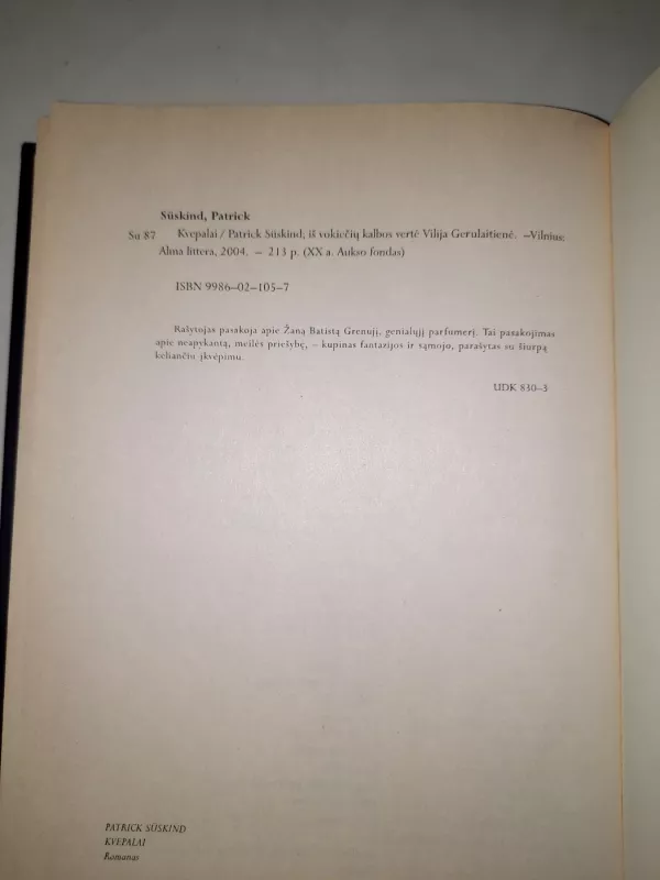 KVEPALAI Vieno žudiko istorija - Patrick Süskind, knyga 3