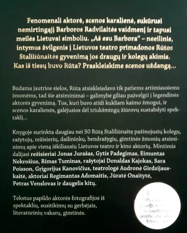 Rūta Staliliūnaitė: Aš esu Barbora. Atsiminimai apie legendinę scenos karalienę - Svajūnas Sabaliauskas, knyga 3