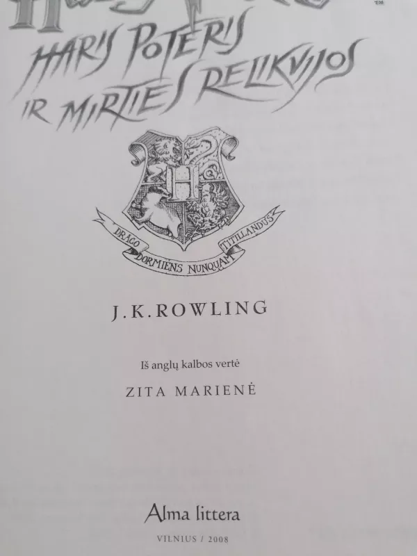 Haris Poteris ir Mirties relikvijos pirmas leidimas, 2008m. - J. K. Rowling, knyga 3