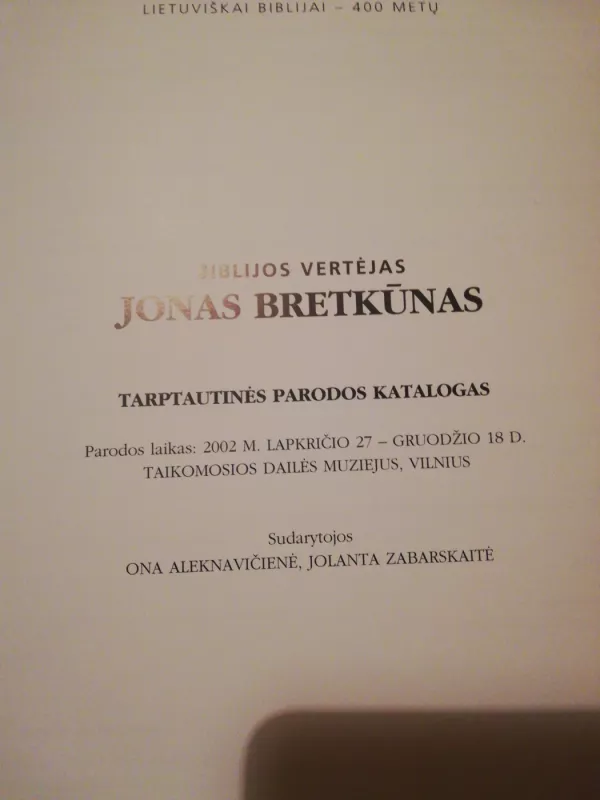 Biblijos vertėjas Jonas Bretkūnas - Autorių Kolektyvas, knyga 4