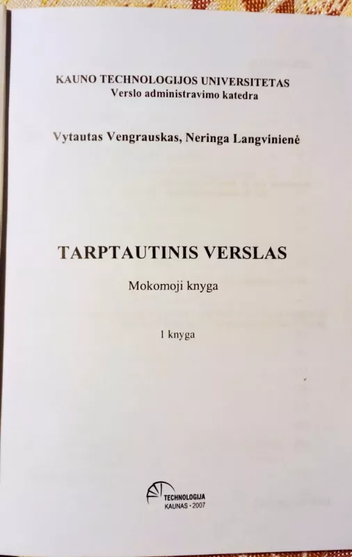 Tarptautinis verslas 1 knyga - Vytautas Vengrauskas, knyga 3